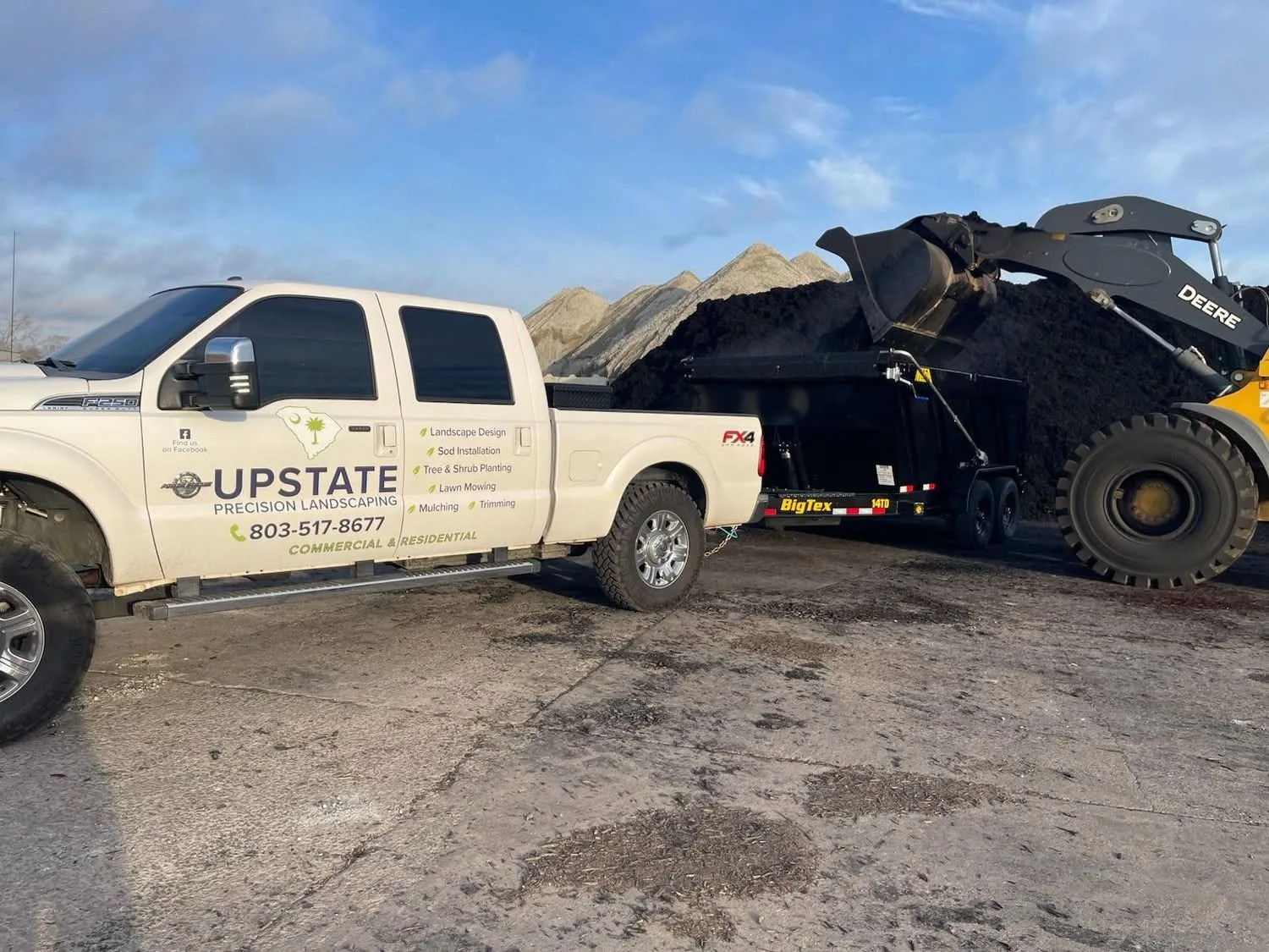 Upstate precision landscaping truck mulch trailer loading
